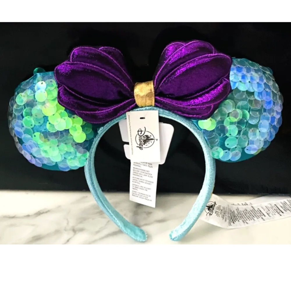 NWT Little Mermaid Ariel Dinglehopper Minnie Bow Ears Headband Disney Parks - Picture 4 of 4